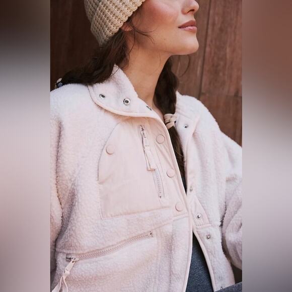NEW FREE PEOPLE x HATCH MEDIUM Hit The Slopes Fleece Jacket ~ L - Picture 3 of 9